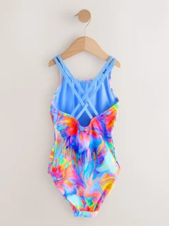 Blue Swirl Double Strap Swimsuit (3-16yrs)