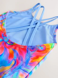 Blue Swirl Double Strap Swimsuit (3-16yrs)