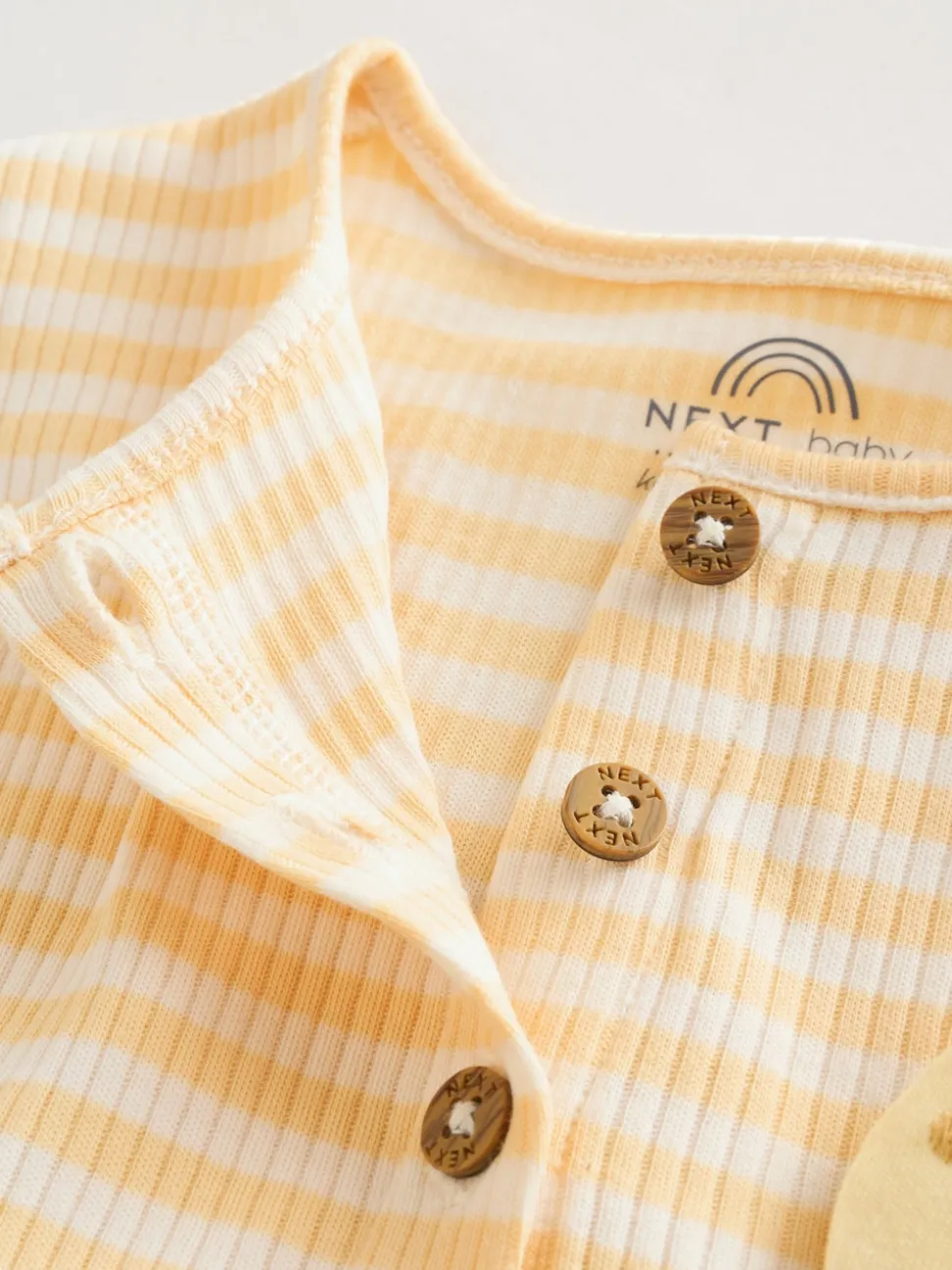 Blue and Lemon Printed Button T Shirt Jersey 3 Pack Baby Rompers