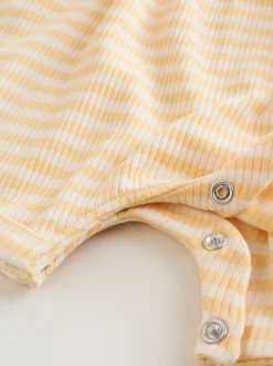 Blue and Lemon Printed Button T Shirt Jersey 3 Pack Baby Rompers