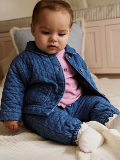 Blue Baby Denim Jacket Trousers and T-Shirt 3 Piece Set (0mths-2yrs)