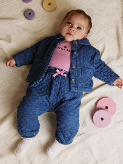 Blue Baby Denim Jacket Trousers and T-Shirt 3 Piece Set (0mths-2yrs)