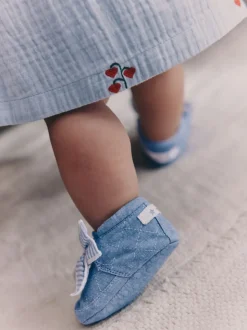 Blue Baby Floral Print Boots (0-18mths)