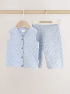 Blue Baby Knitted Top and Leggings Set 2 Piece (0mths-2yrs)