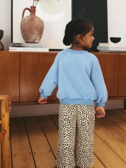 Blue Cat Animal Print Sweatshirt & Wide Leg Trousers Set (3mths-7yrs)