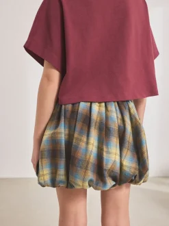 Blue Check Puffball Skirt (3-16yrs)