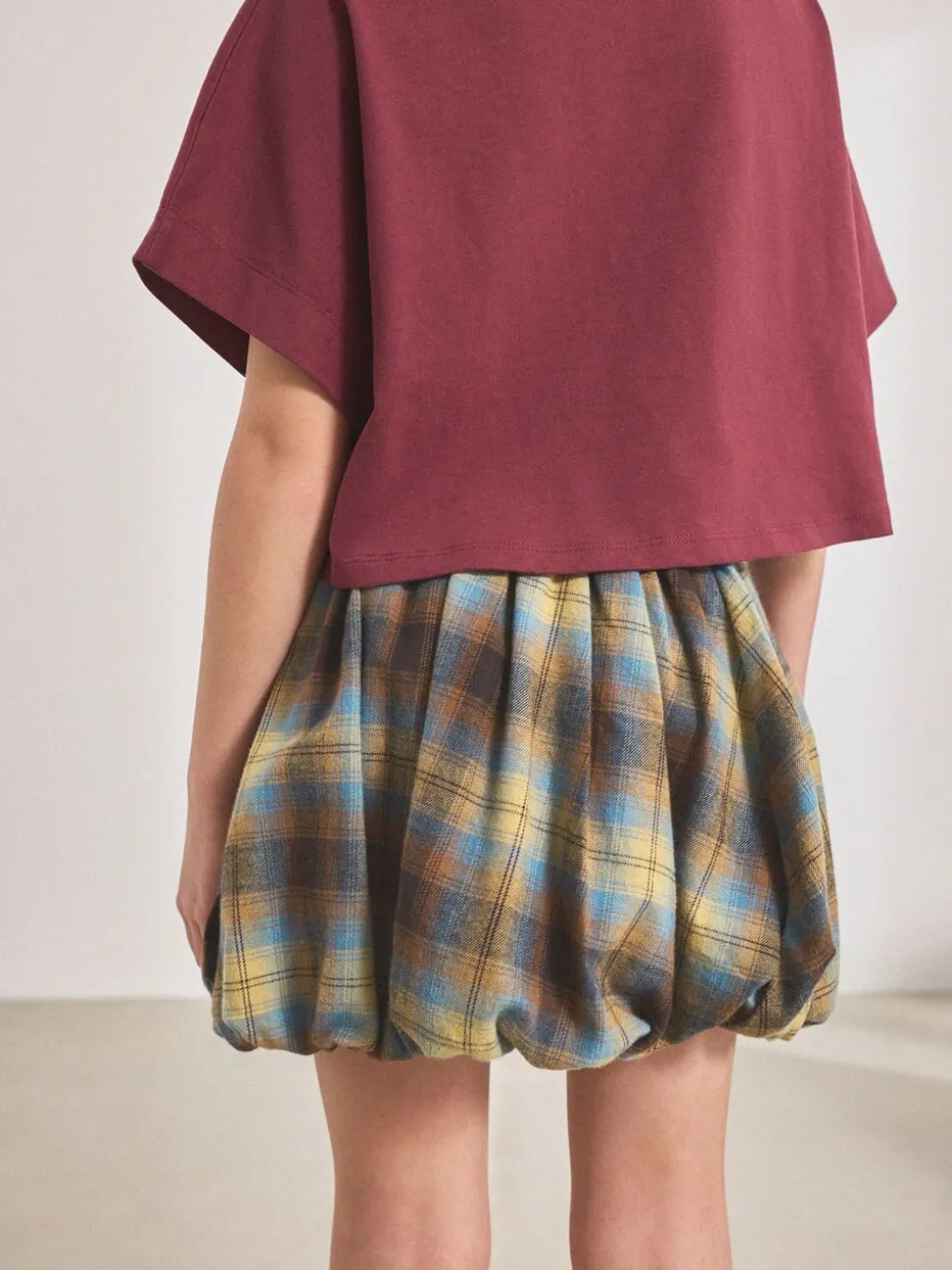 Blue Check Puffball Skirt (3-16yrs)