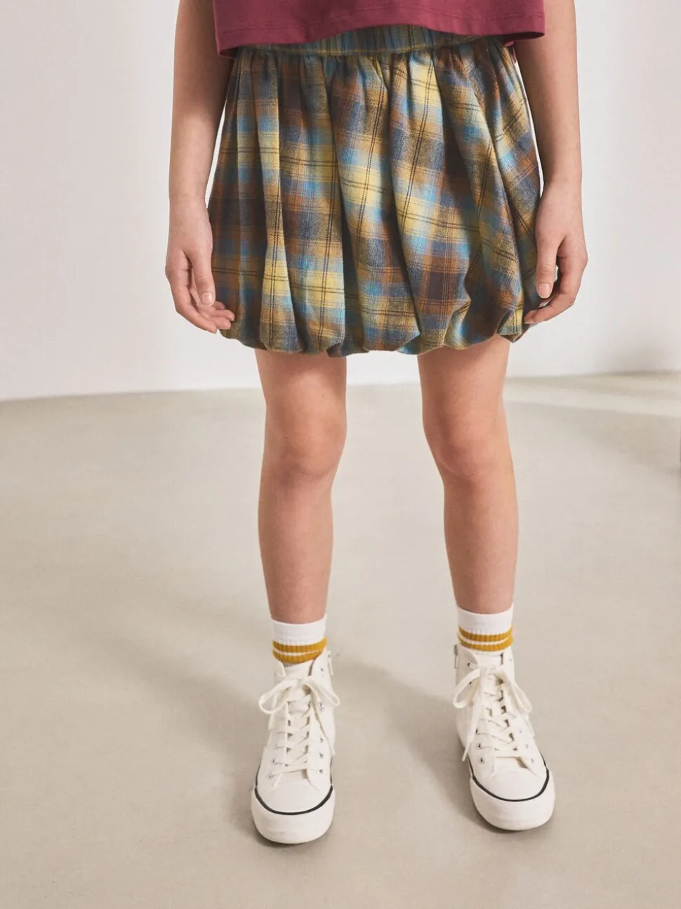 Blue Check Puffball Skirt (3-16yrs)
