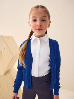 Blue Cotton Rich Bow Pocket School Cardigan (3-16yrs)