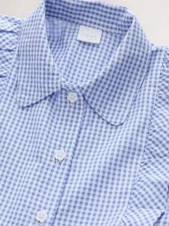 Blue Cotton Rich Frill Gingham School Dress (3-14yrs)