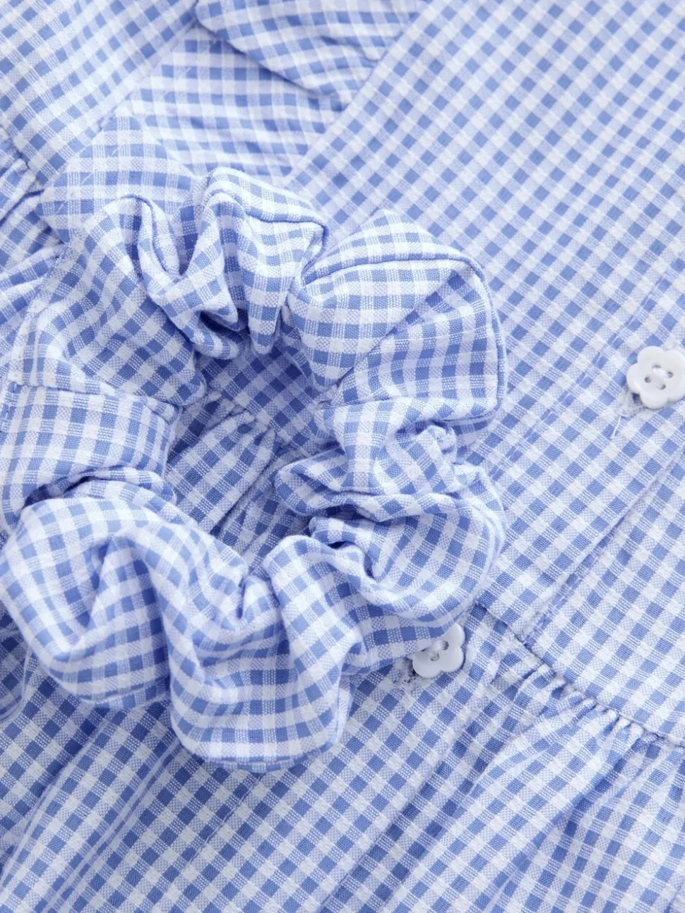 Blue Cotton Rich Frill Gingham School Dress (3-14yrs)