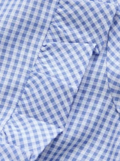 Blue Cotton Rich Frill Gingham School Dress (3-14yrs)