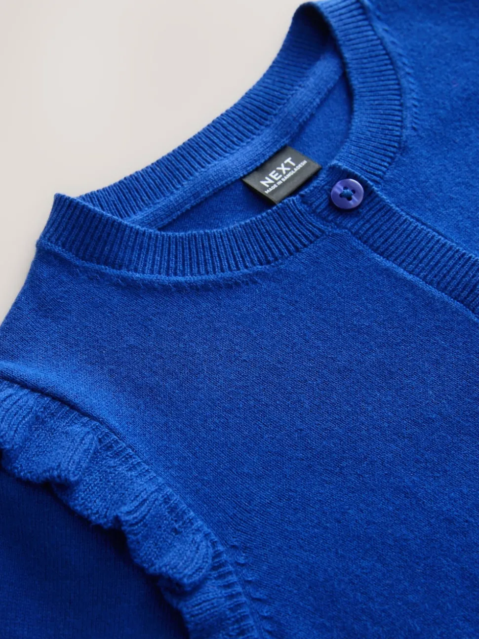 Blue Cotton Rich Frill Shoulder School Cardigan (3-16yrs)