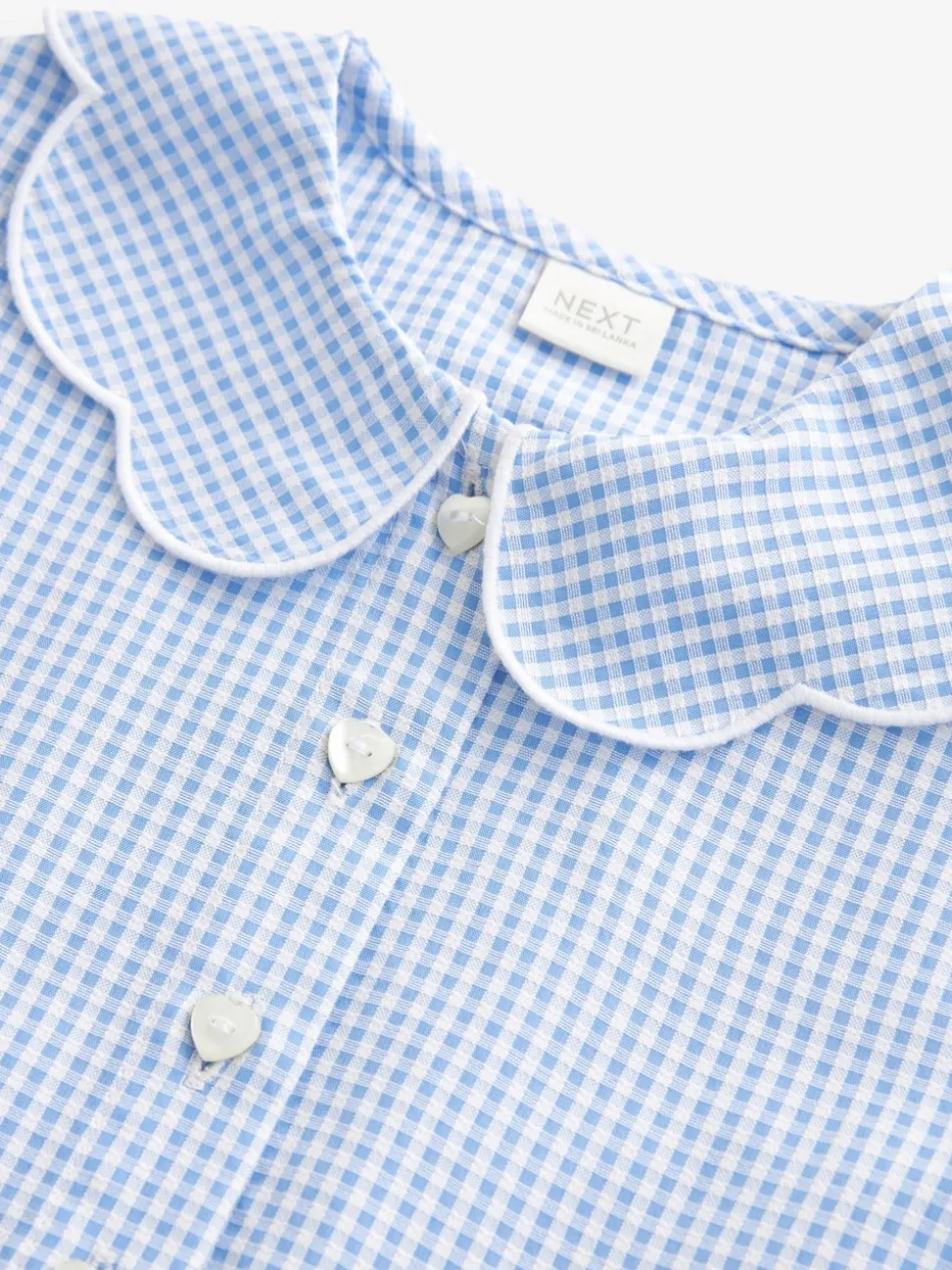 Blue Cotton Rich Scalloped Collar Gingham School Dress (3-14yrs)
