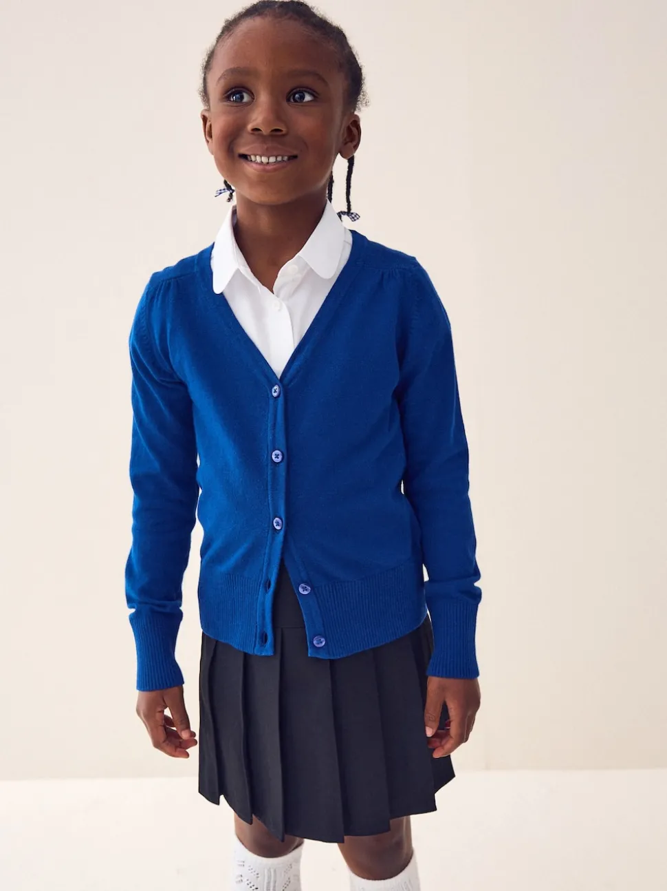 Blue Cotton Rich School V-Neck Cardigan (3-16yrs)