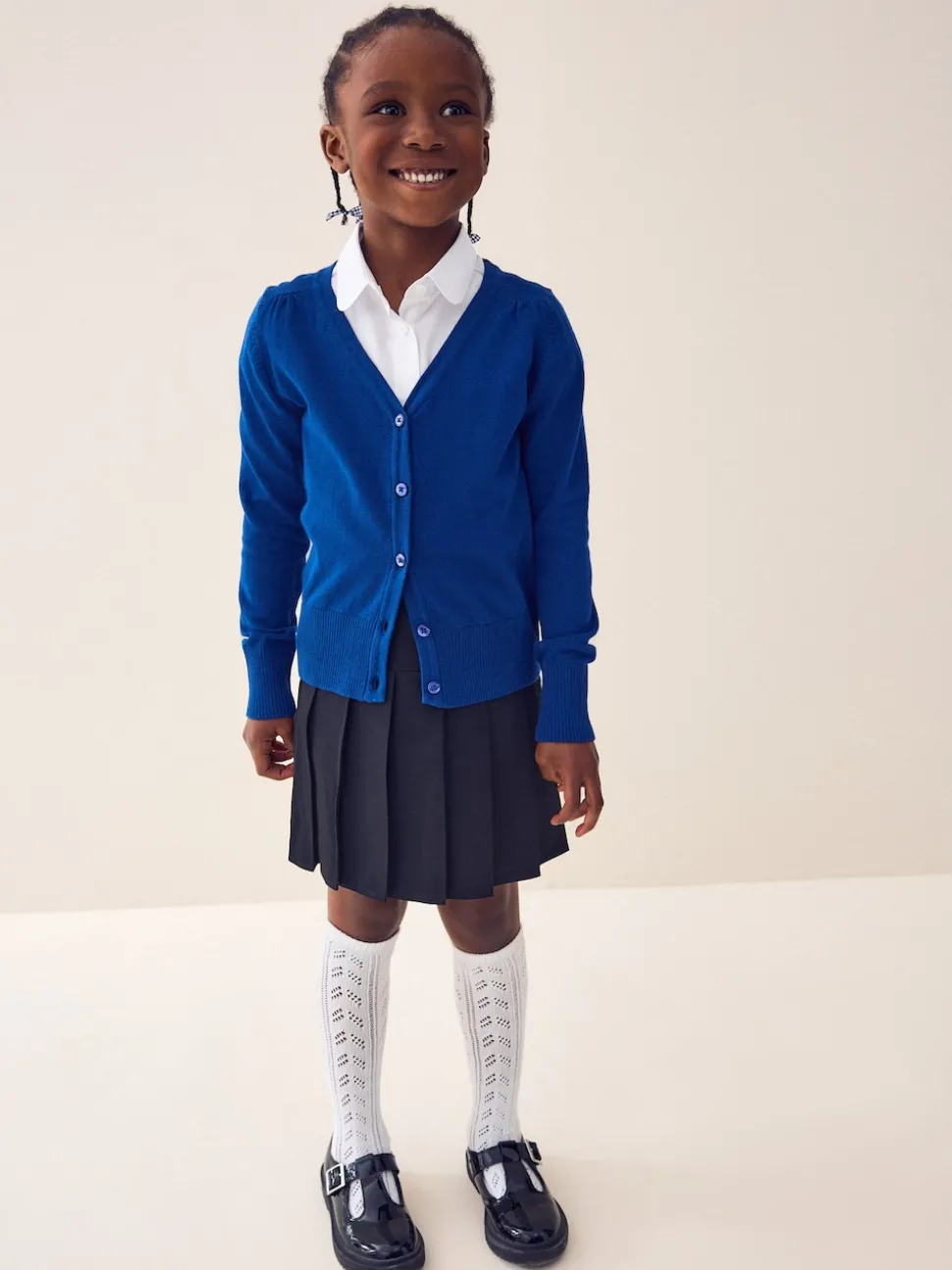 Blue Cotton Rich School V-Neck Cardigan (3-16yrs)