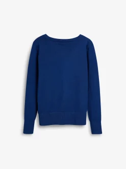 Blue Cotton Rich School V-Neck Cardigan (3-16yrs)