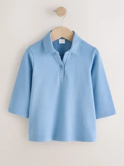Blue Cotton Stretch 3/4 Sleeve School Jersey Blouses 2 Pack (3-16yrs)