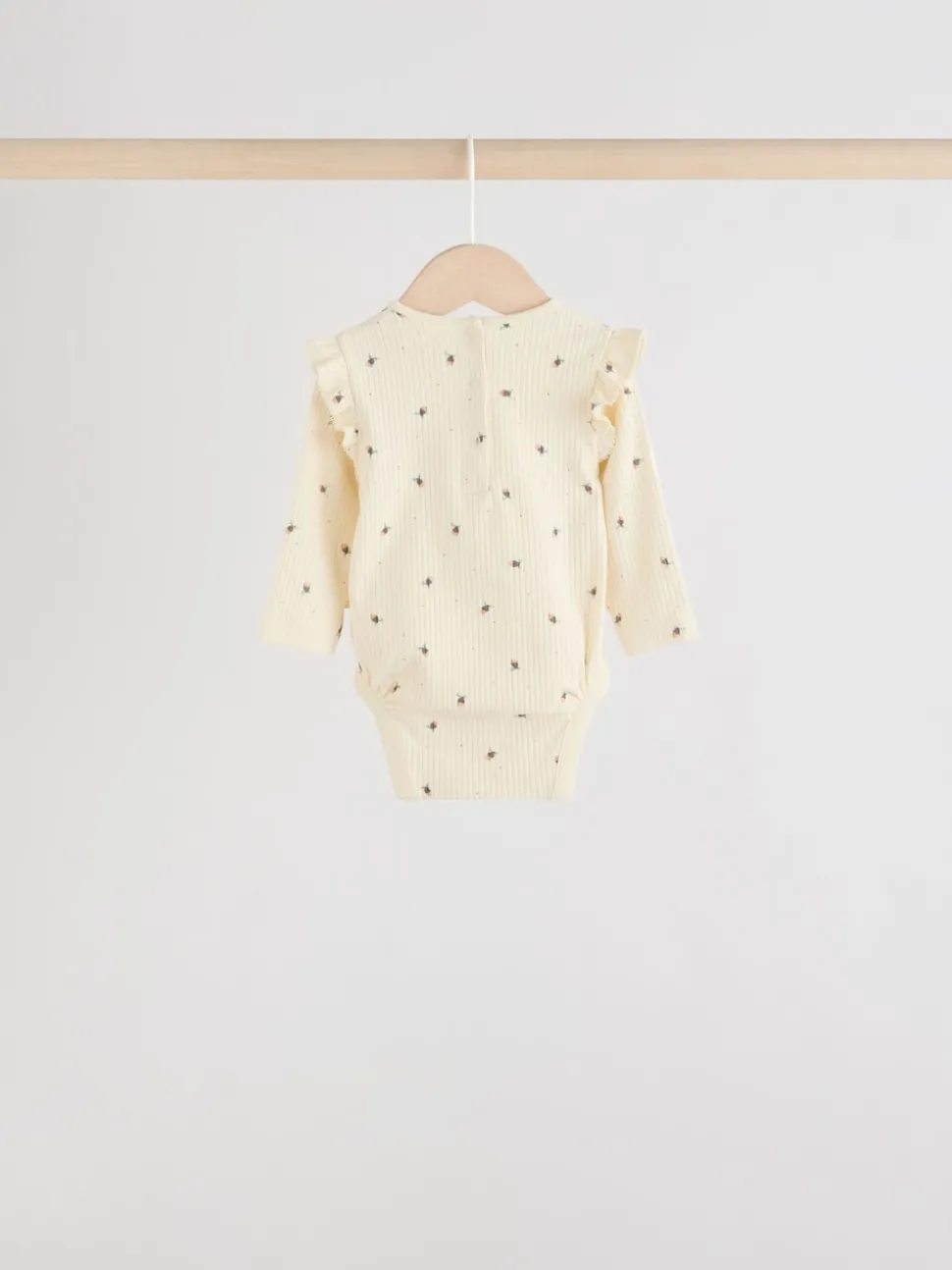 Blue/Cream/Coral Ditsy Baby Long Sleeve Frill Bodysuits 4 Pack (0mths-2yrs)