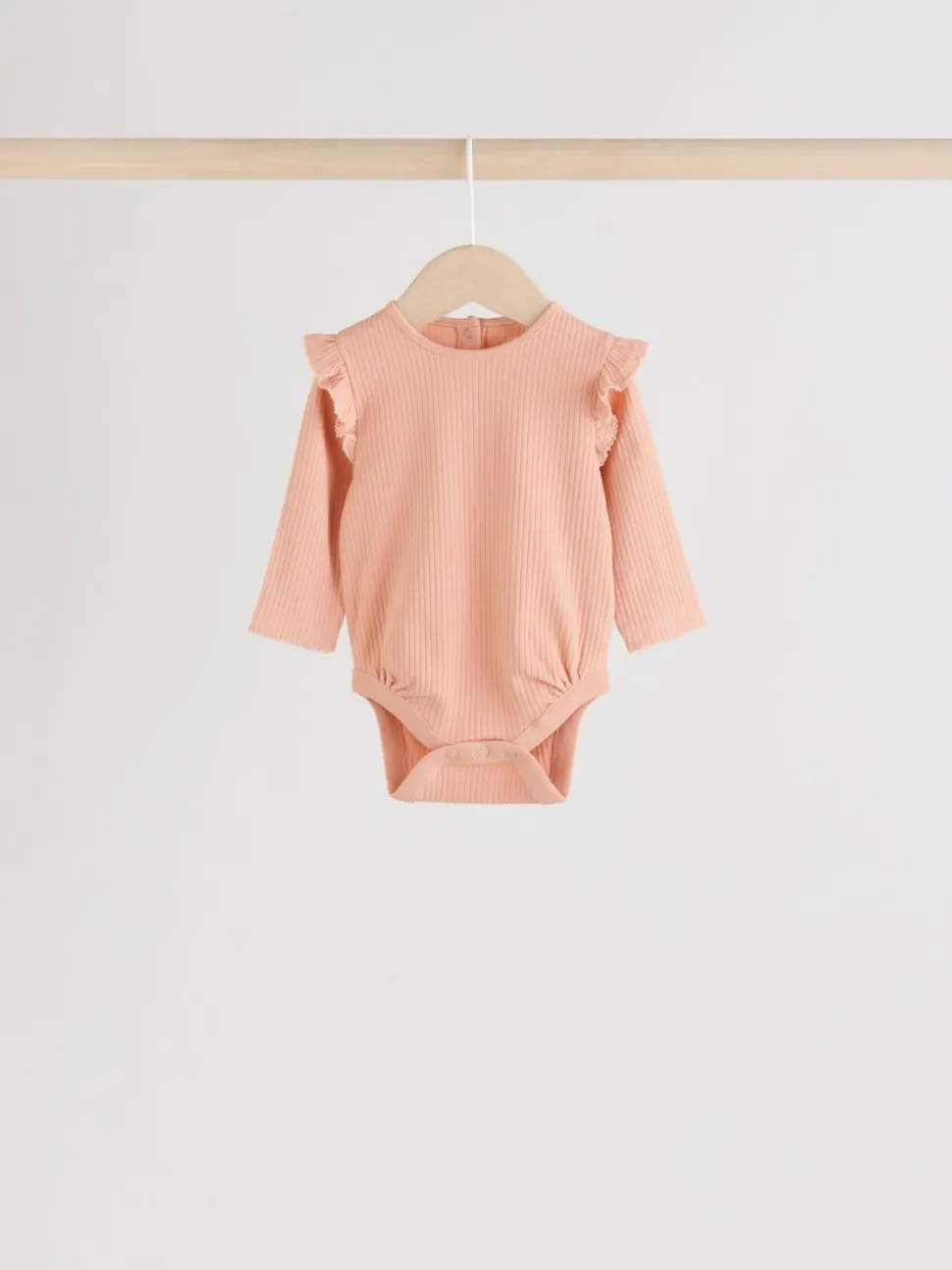 Blue/Cream/Coral Ditsy Baby Long Sleeve Frill Bodysuits 4 Pack (0mths-2yrs)