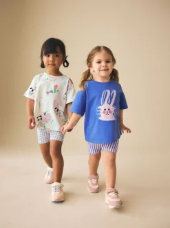 Blue/Cream Top & Cycle Shorts Set 2 Pack (3mths-7yrs)