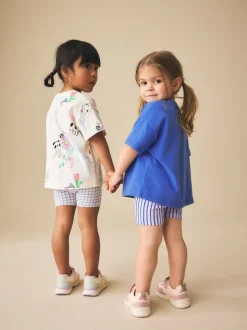 Blue/Cream Top & Cycle Shorts Set 2 Pack (3mths-7yrs)