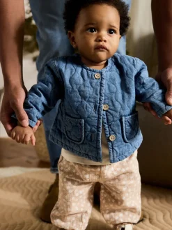 Blue Denim Jersey Quilted Baby Jacket (0mths-2yrs)