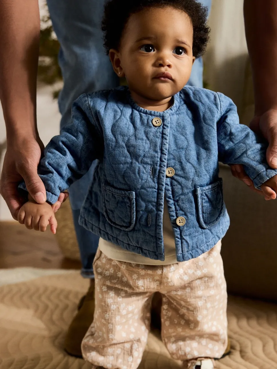 Blue Denim Jersey Quilted Baby Jacket (0mths-2yrs)