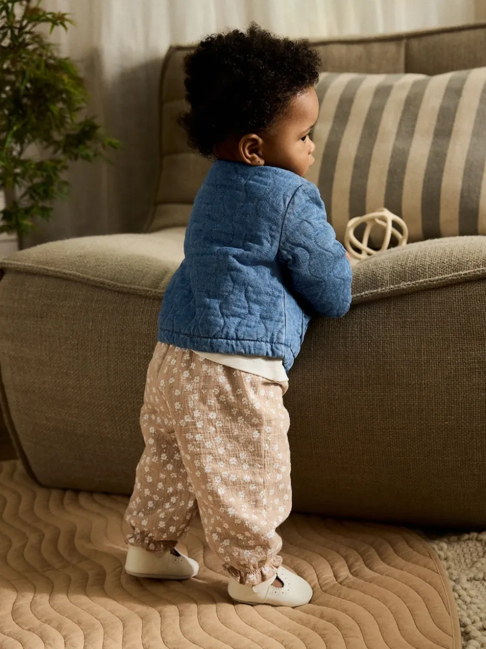 Blue Denim Jersey Quilted Baby Jacket (0mths-2yrs)
