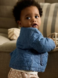 Blue Denim Jersey Quilted Baby Jacket (0mths-2yrs)