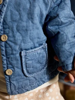Blue Denim Jersey Quilted Baby Jacket (0mths-2yrs)