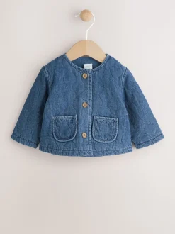 Blue Denim Jersey Quilted Baby Jacket (0mths-2yrs)
