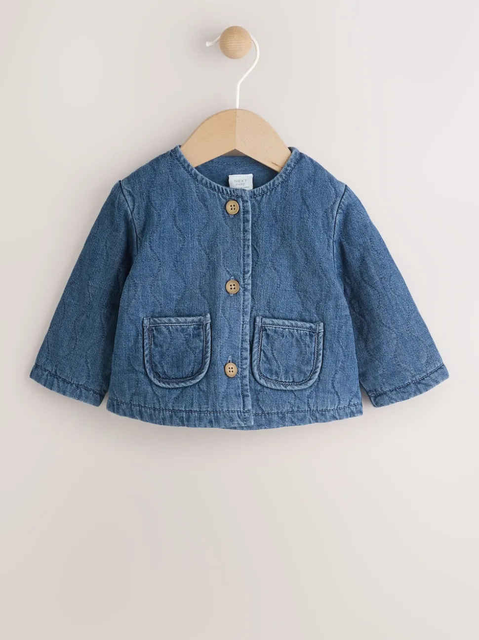 Blue Denim Jersey Quilted Baby Jacket (0mths-2yrs)