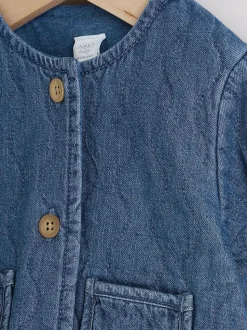 Blue Denim Jersey Quilted Baby Jacket (0mths-2yrs)