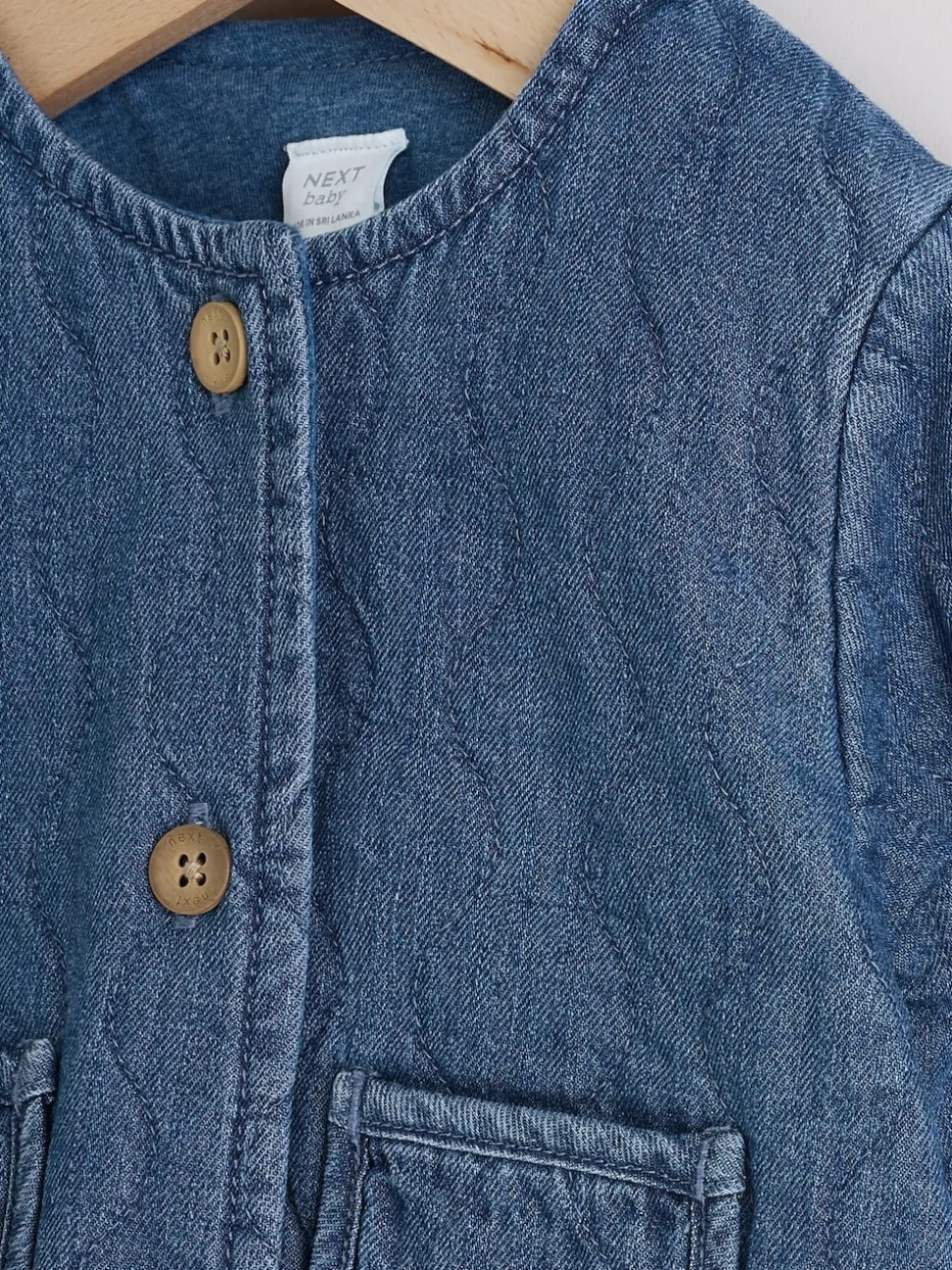Blue Denim Jersey Quilted Baby Jacket (0mths-2yrs)