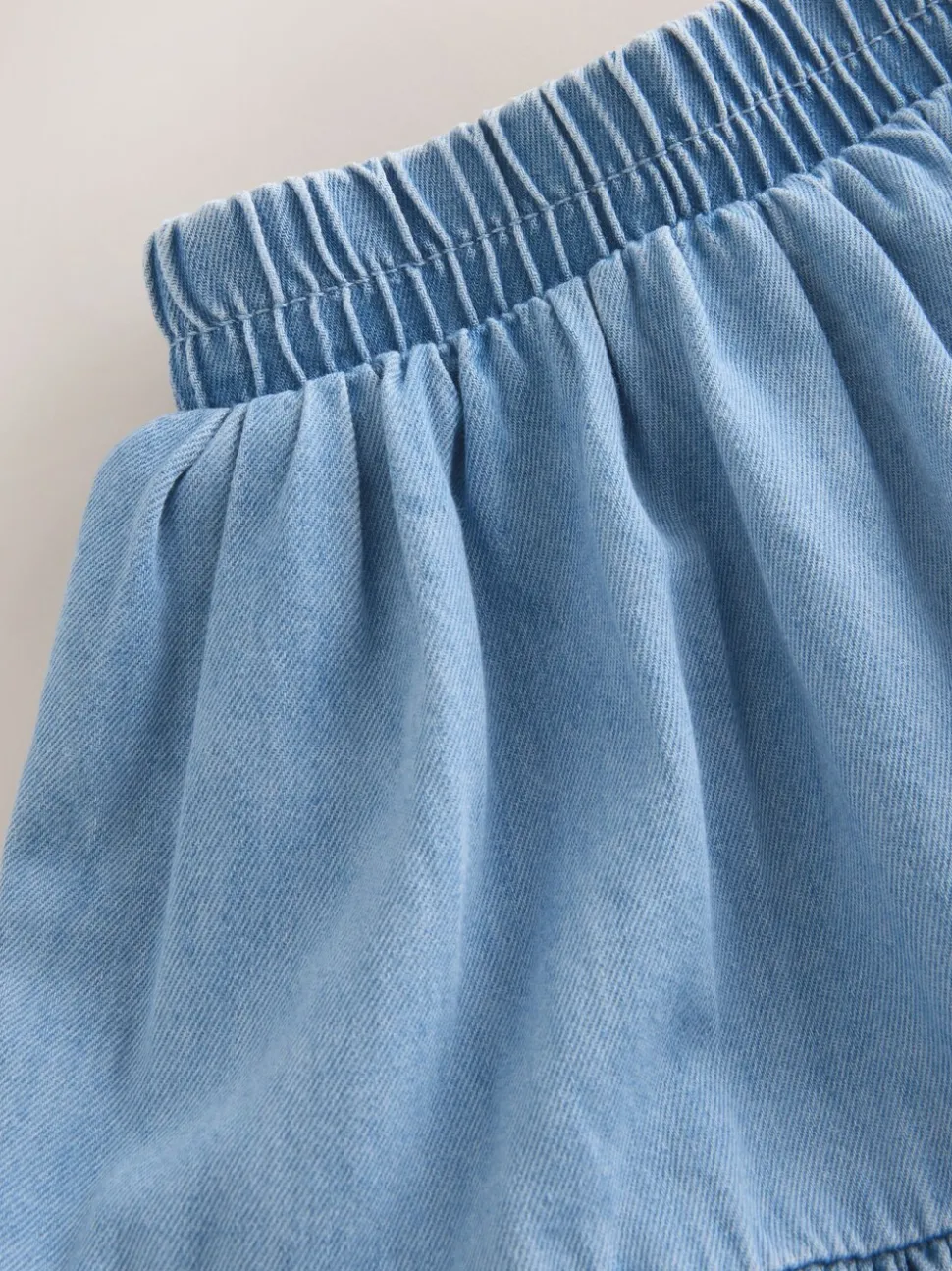 Blue Denim Puff Sleeve Blouse and Skirt Set (3-16yrs)