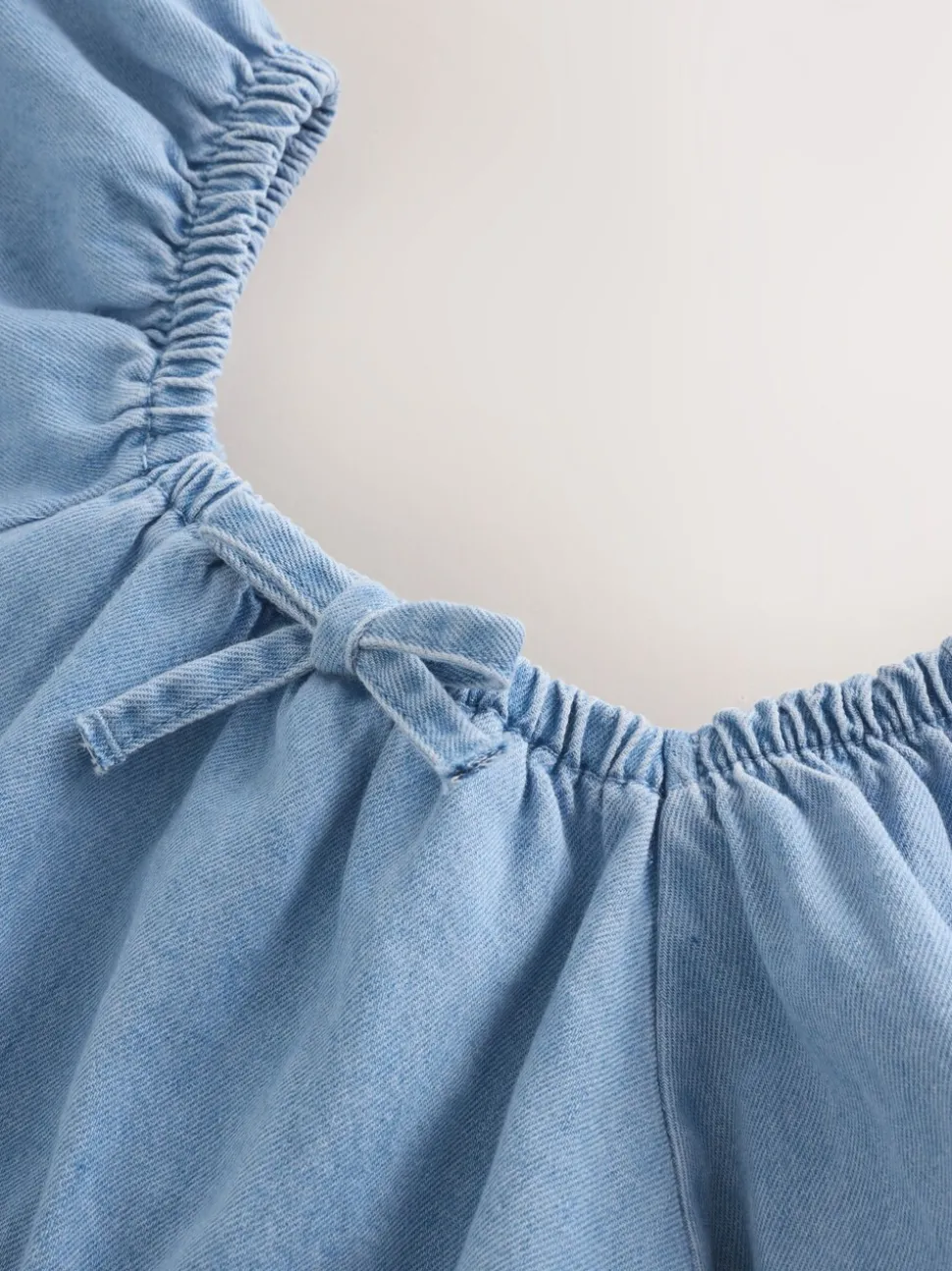Blue Denim Puff Sleeve Blouse and Skirt Set (3-16yrs)