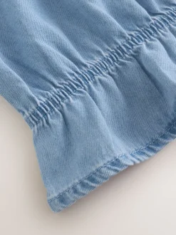 Blue Denim Puff Sleeve Blouse and Skirt Set (3-16yrs)