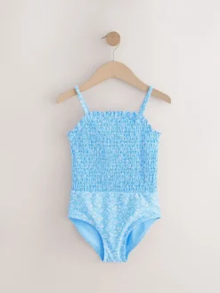 Blue Ditsy Floral Shirred Swimsuit (3-16yrs)