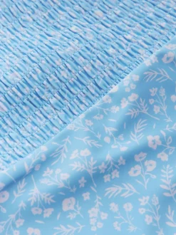 Blue Ditsy Floral Shirred Swimsuit (3-16yrs)