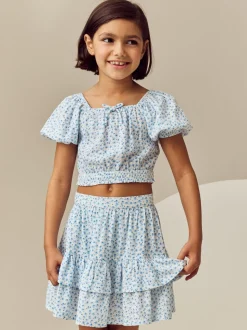 Blue Ditsy Top and Skirt Set (3-16yrs)