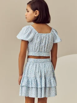 Blue Ditsy Top and Skirt Set (3-16yrs)