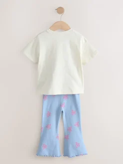 Blue/Ecru Bluey Short Sleeve T Shirt and Flare Leggings Set (3mths-7yrs)