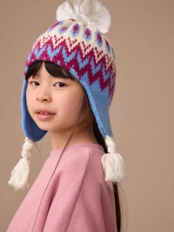 Blue Fairisle Trapper Hat (3mths-13yrs)