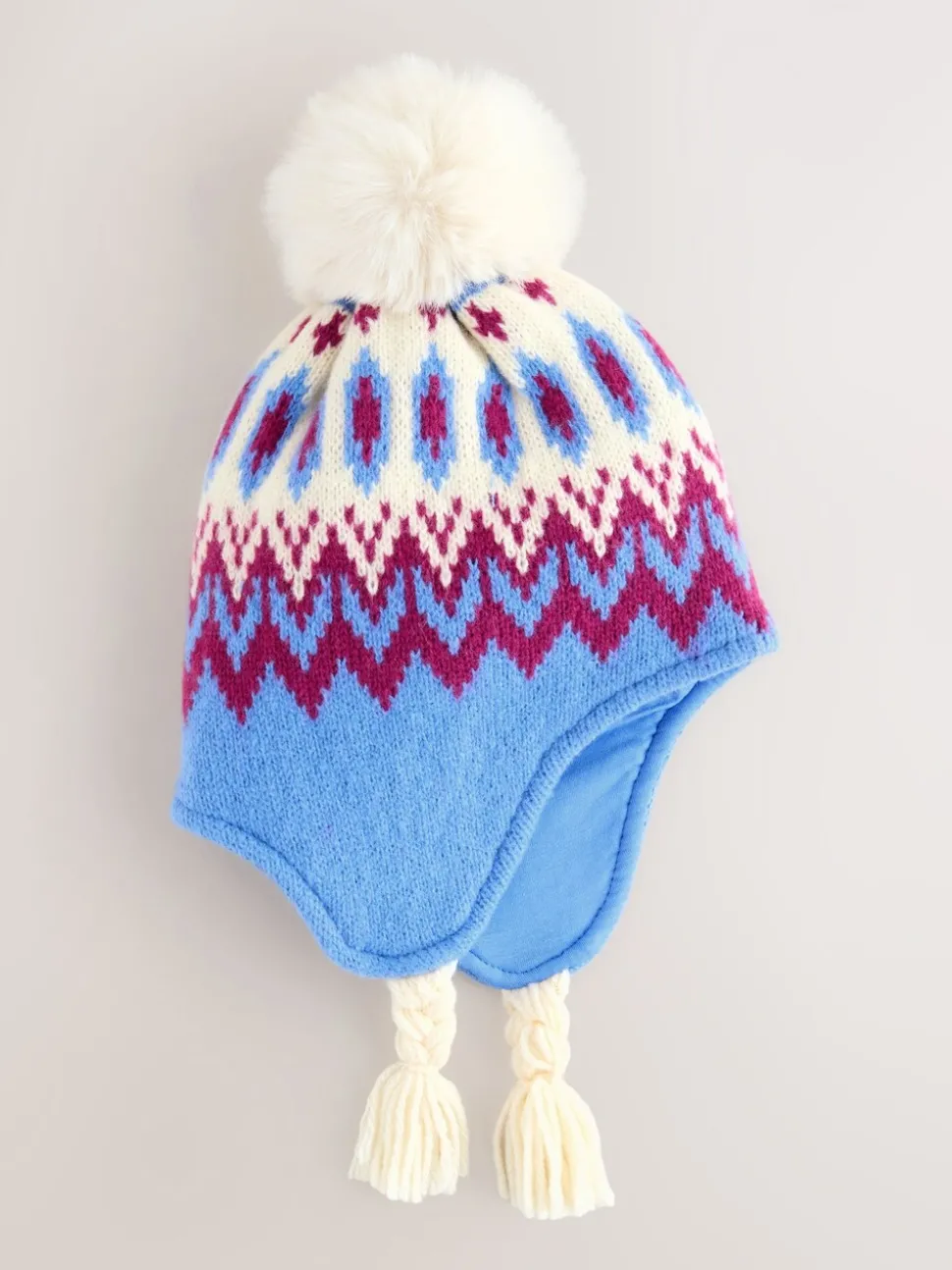 Blue Fairisle Trapper Hat (3mths-13yrs)