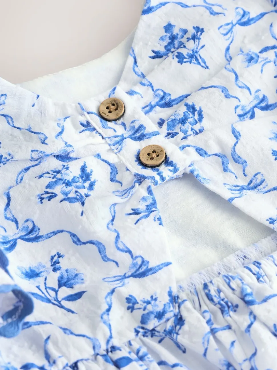 Blue Floral Angel Sleeve Dress (3mths-8yrs)