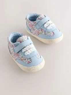 Blue Floral Baby Touch Fasten Trainers (0-24mths)