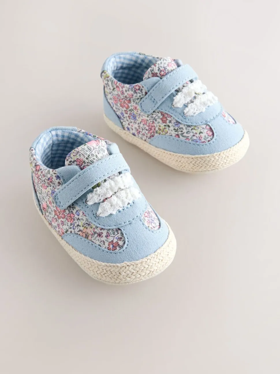 Blue Floral Baby Touch Fasten Trainers (0-24mths)