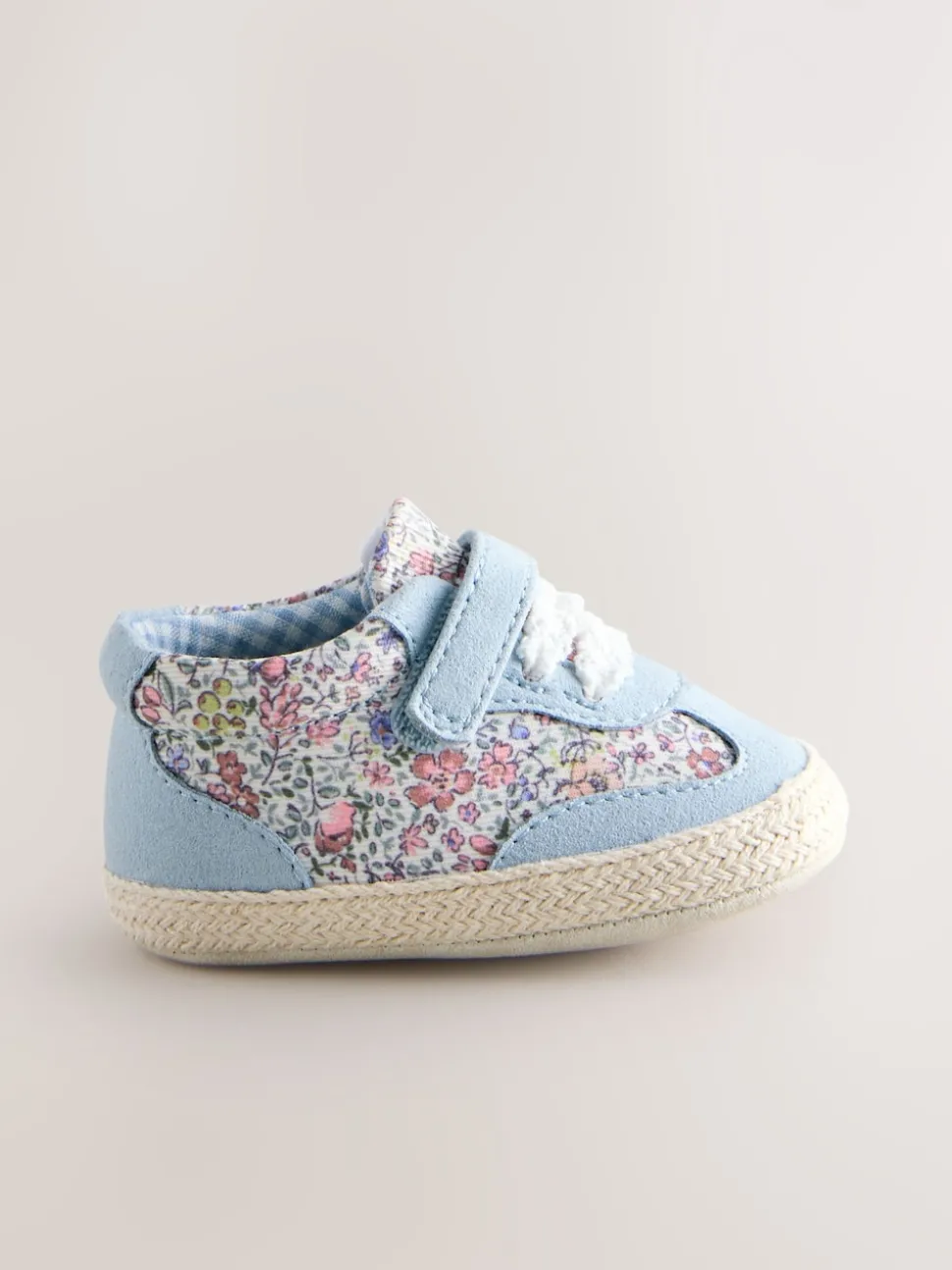 Blue Floral Baby Touch Fasten Trainers (0-24mths)
