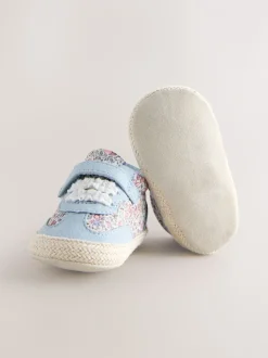 Blue Floral Baby Touch Fasten Trainers (0-24mths)